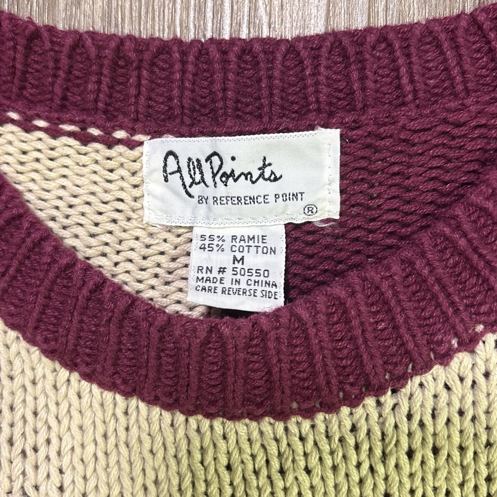VTG Reference Point Women Knit Sweater Sz M Abstract Color Block Granny Blocks - Picture 6 of 11